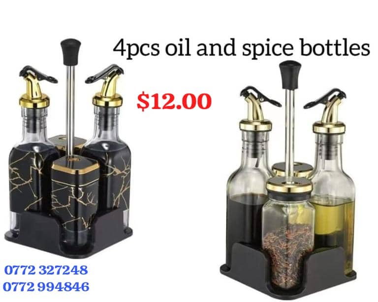 4 Piece Oil & and Spice bottles